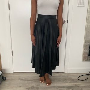 Faux Leather Pleated Skirt